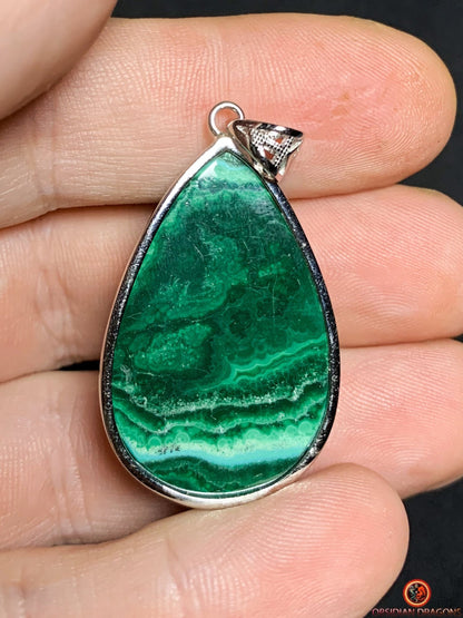 Pendentif chrysocolle malachite - argent 925- artisanal