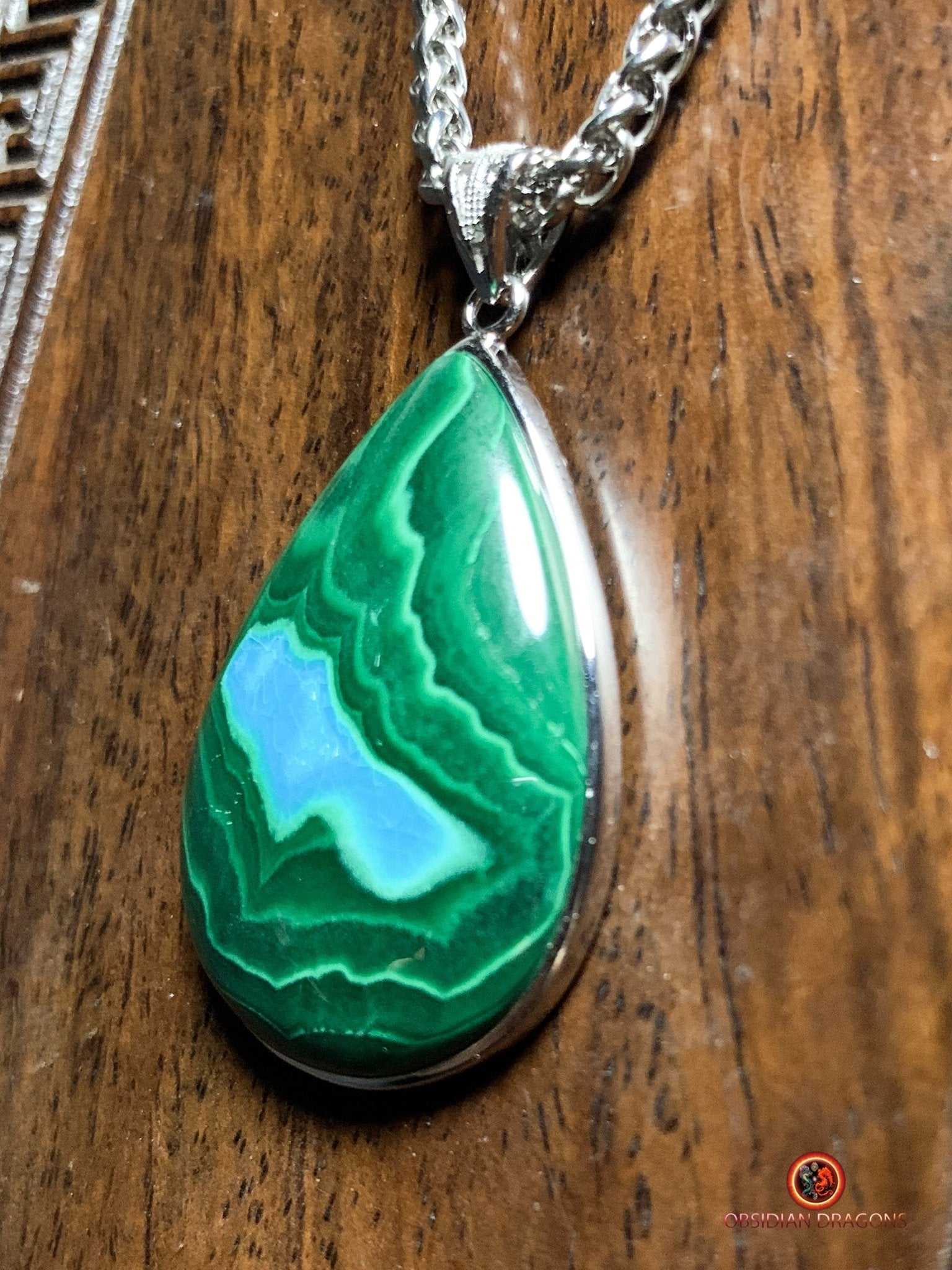 Pendentif chrysocolle malachite authentique- bijou unique | obsidian dragons