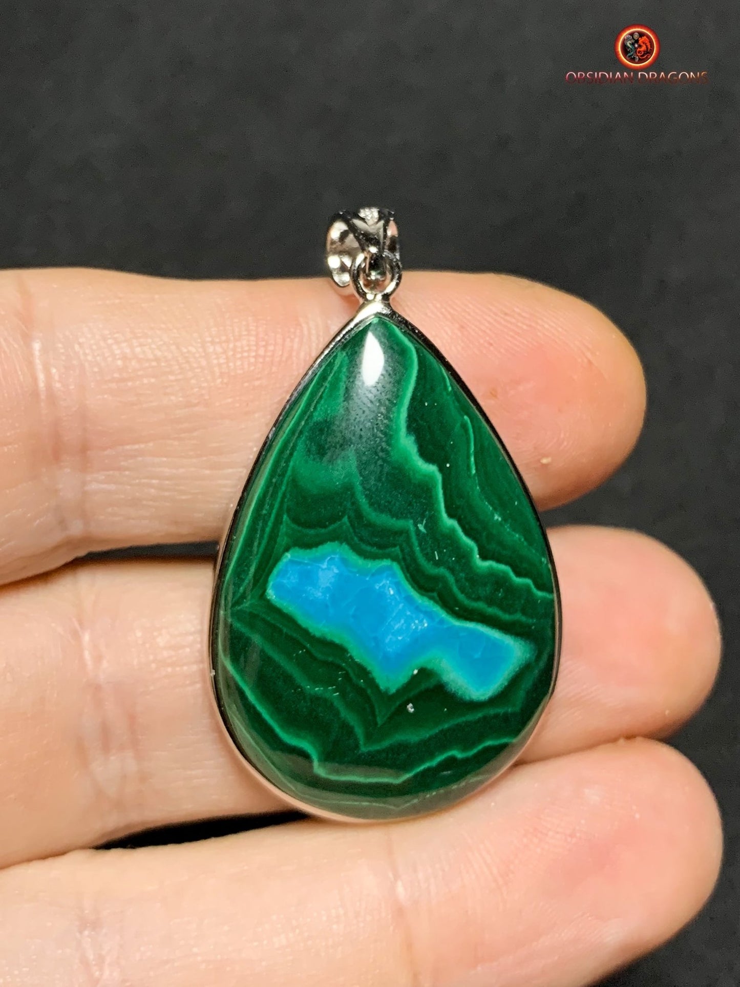 Pendentif chrysocolle malachite authentique- bijou unique | obsidian dragons