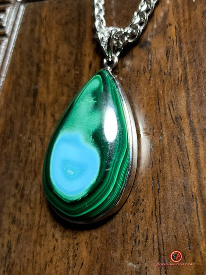 Pendentif chrysocolle malachite et argent 925 - pièce unique | obsidian dragons