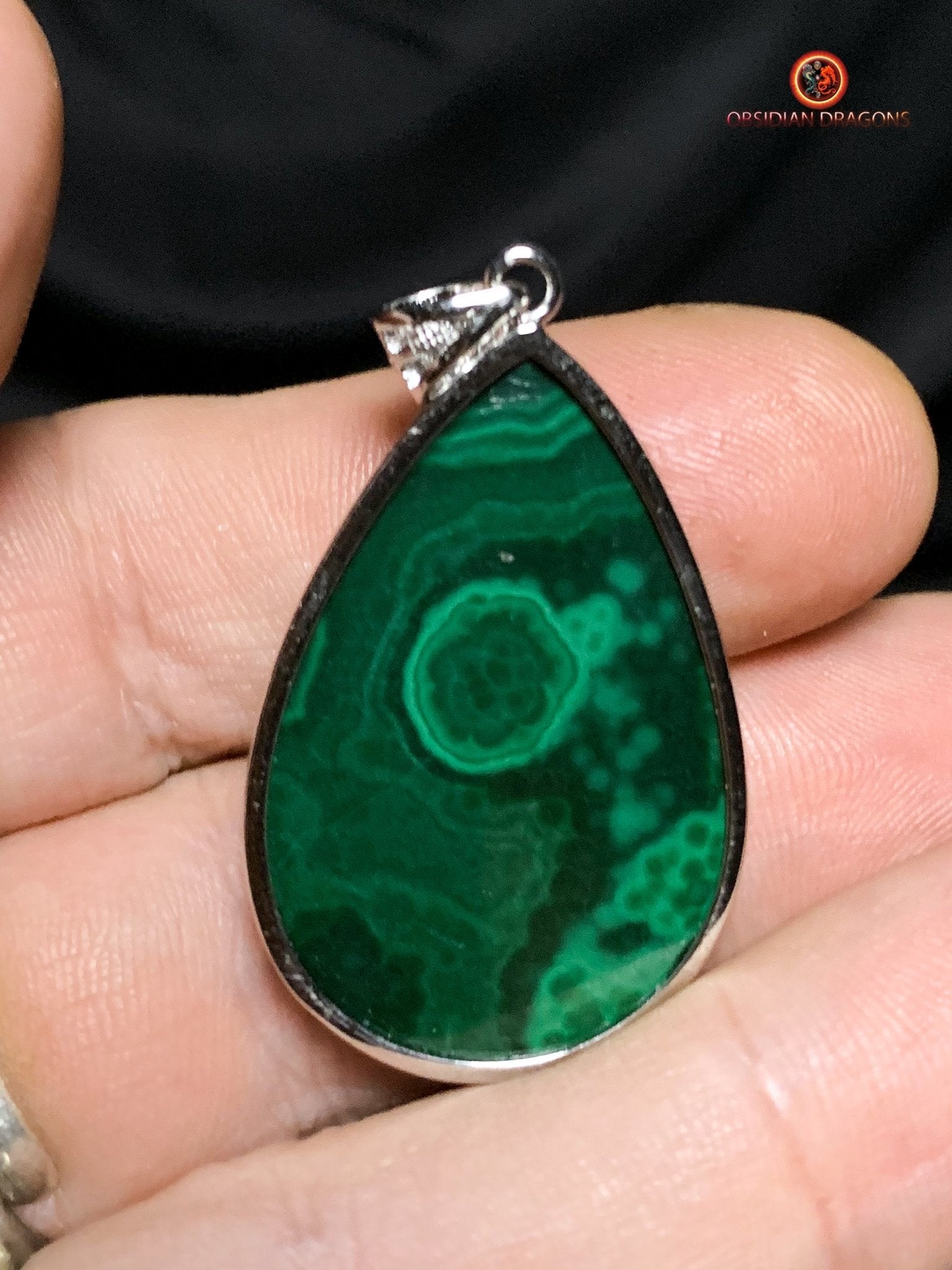 Pendentif chrysocolle malachite et argent 925 - pièce unique | obsidian dragons