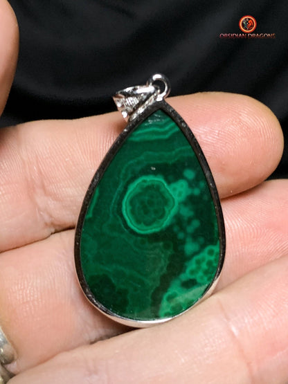 Pendentif chrysocolle malachite et argent 925 - pièce unique | obsidian dragons
