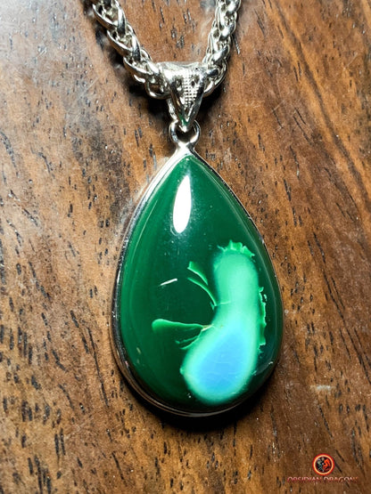 Pendentif chrysocolle malachite naturel - argent 925 | obsidian dragons