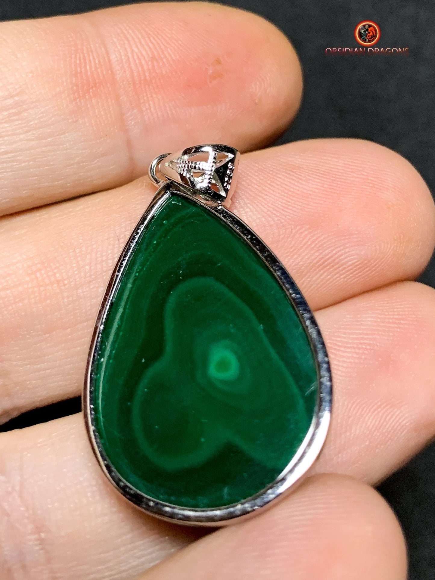 Pendentif chrysocolle malachite naturel - argent 925 | obsidian dragons