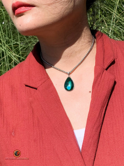 Pendentif chrysocolle malachite naturel - argent 925 | obsidian dragons