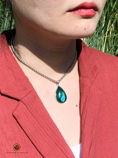 Pendentif chrysocolle malachite naturel - argent 925 | obsidian dragons