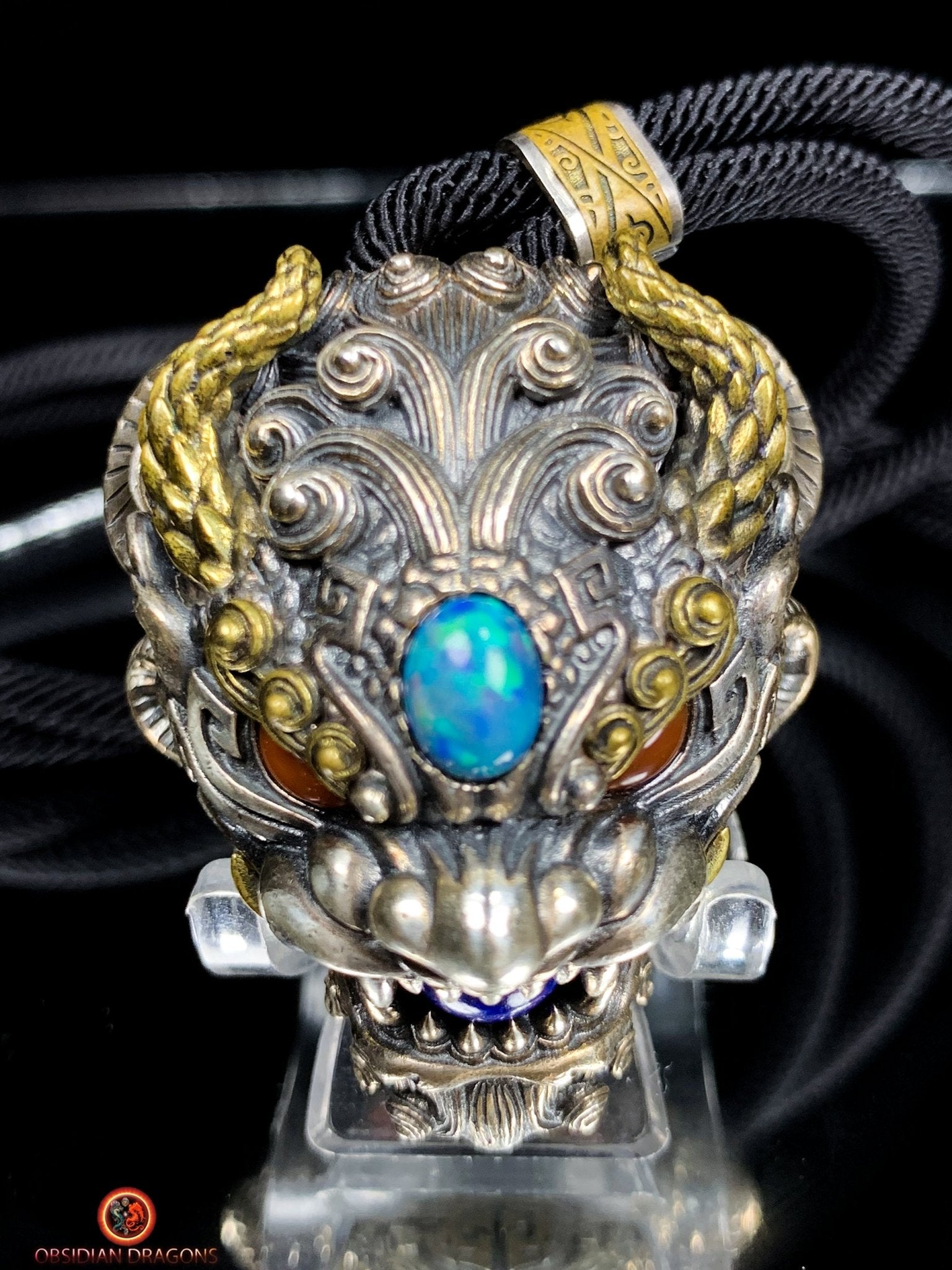 Pendentif Dragon d'Opale - Clochette Taoïste Contre le Mal | obsidian dragons