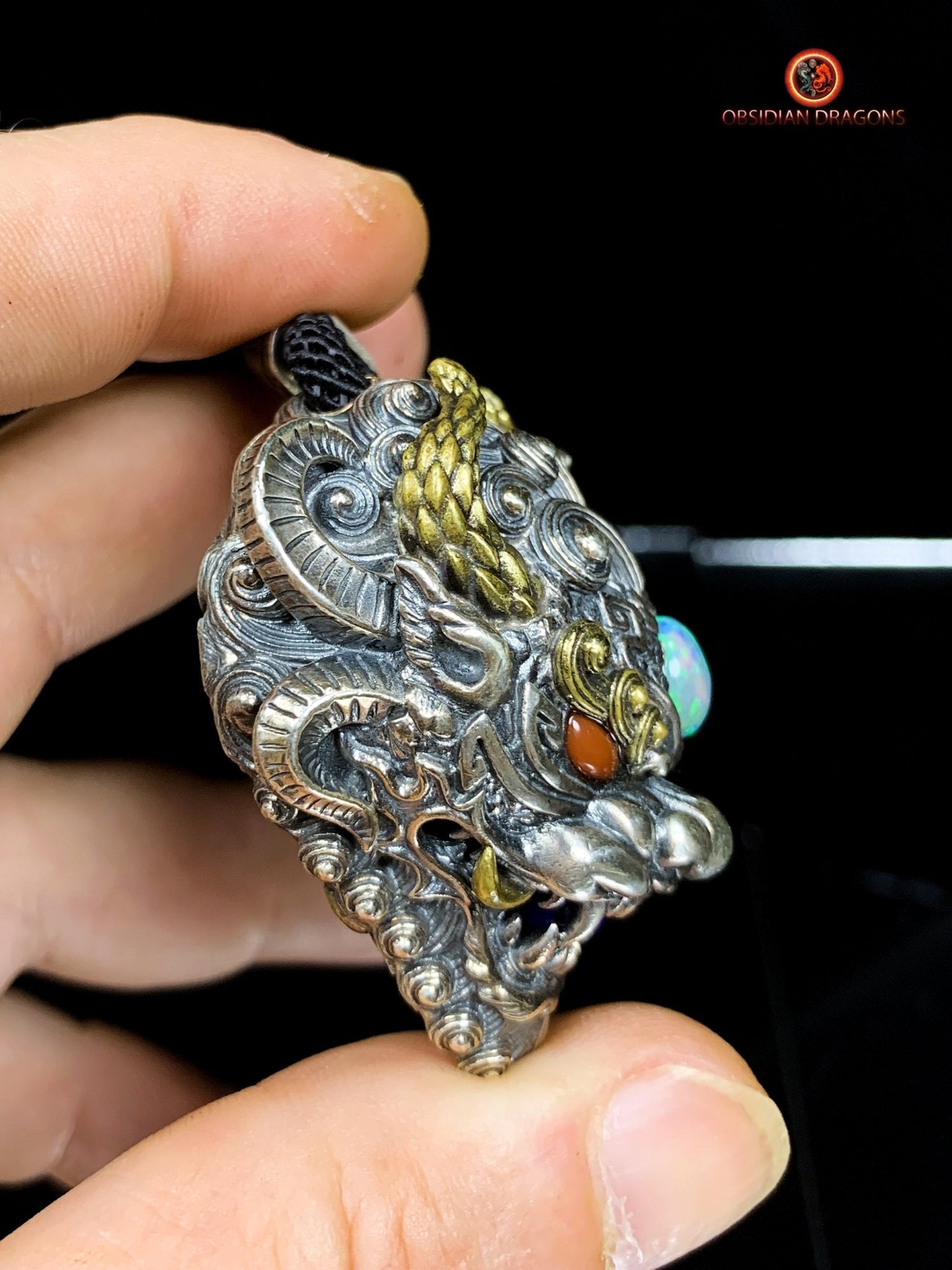 Pendentif Dragon d'Opale - Clochette Taoïste Contre le Mal | obsidian dragons