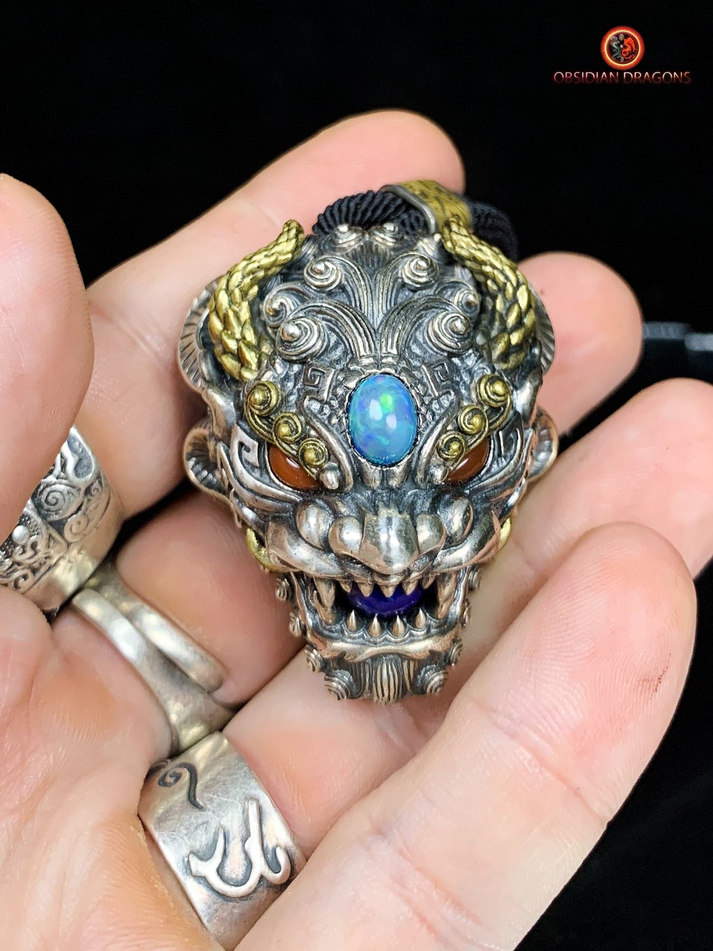 Pendentif Dragon d'Opale - Clochette Taoïste Contre le Mal | obsidian dragons