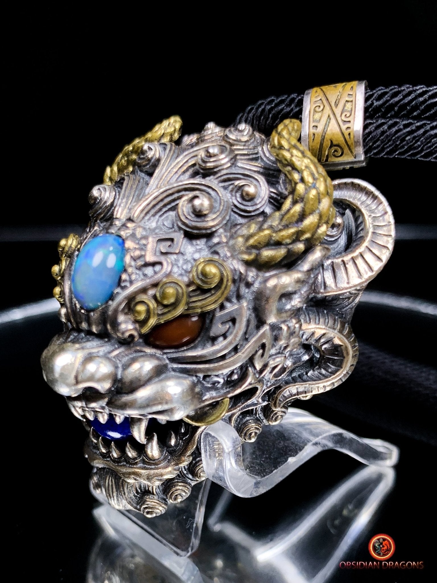 Pendentif Dragon d'Opale - Clochette Taoïste Contre le Mal | obsidian dragons