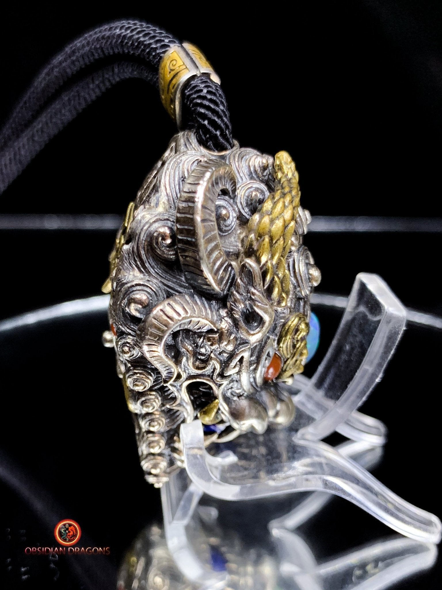 Pendentif Dragon d'Opale - Clochette Taoïste Contre le Mal | obsidian dragons