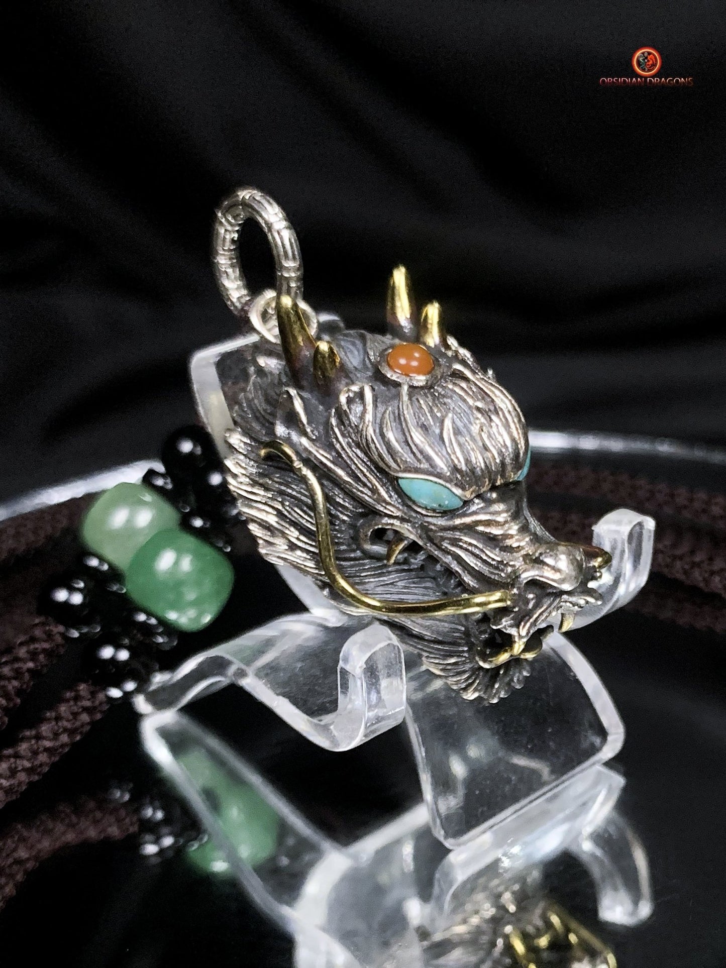 Pendentif dragon en argent 925 - Protection feng shui | obsidian dragons