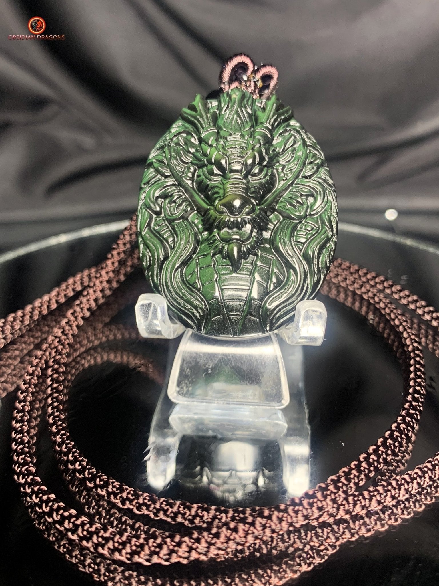 Pendentif dragon en obsidienne œil céleste - Symbole spirituel | obsidian dragons