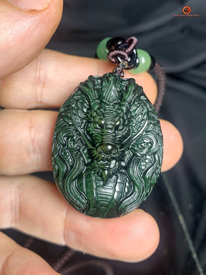 Pendentif dragon en obsidienne œil céleste - Symbole spirituel | obsidian dragons