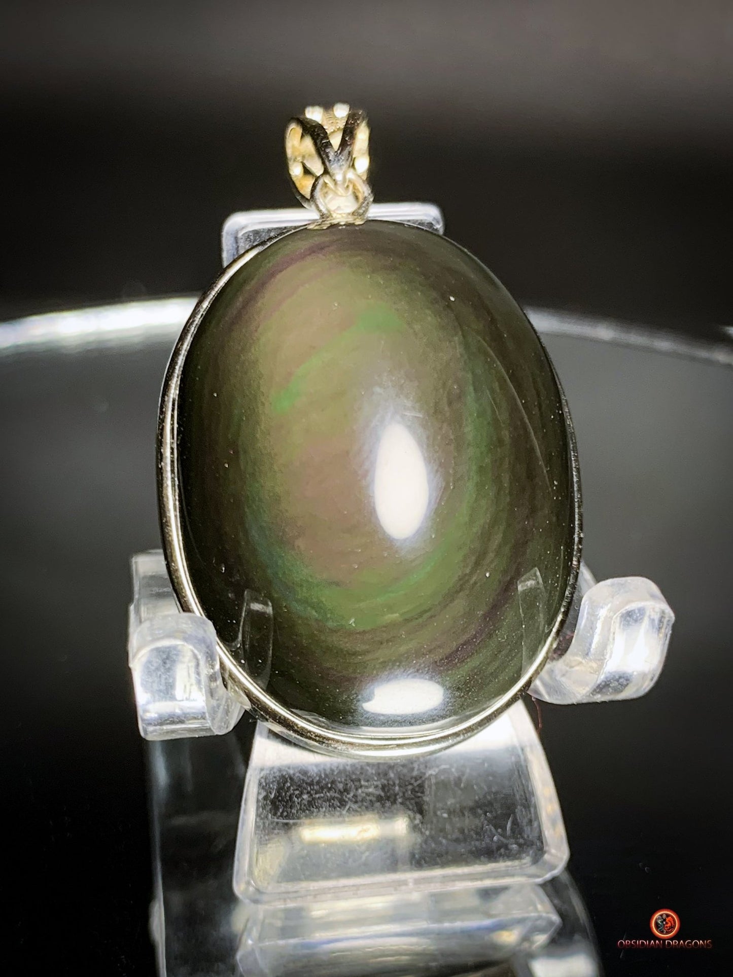 Pendentif en Obsidienne Œil Céleste - Argent 925 - Pierre Naturelle | obsidian dragons