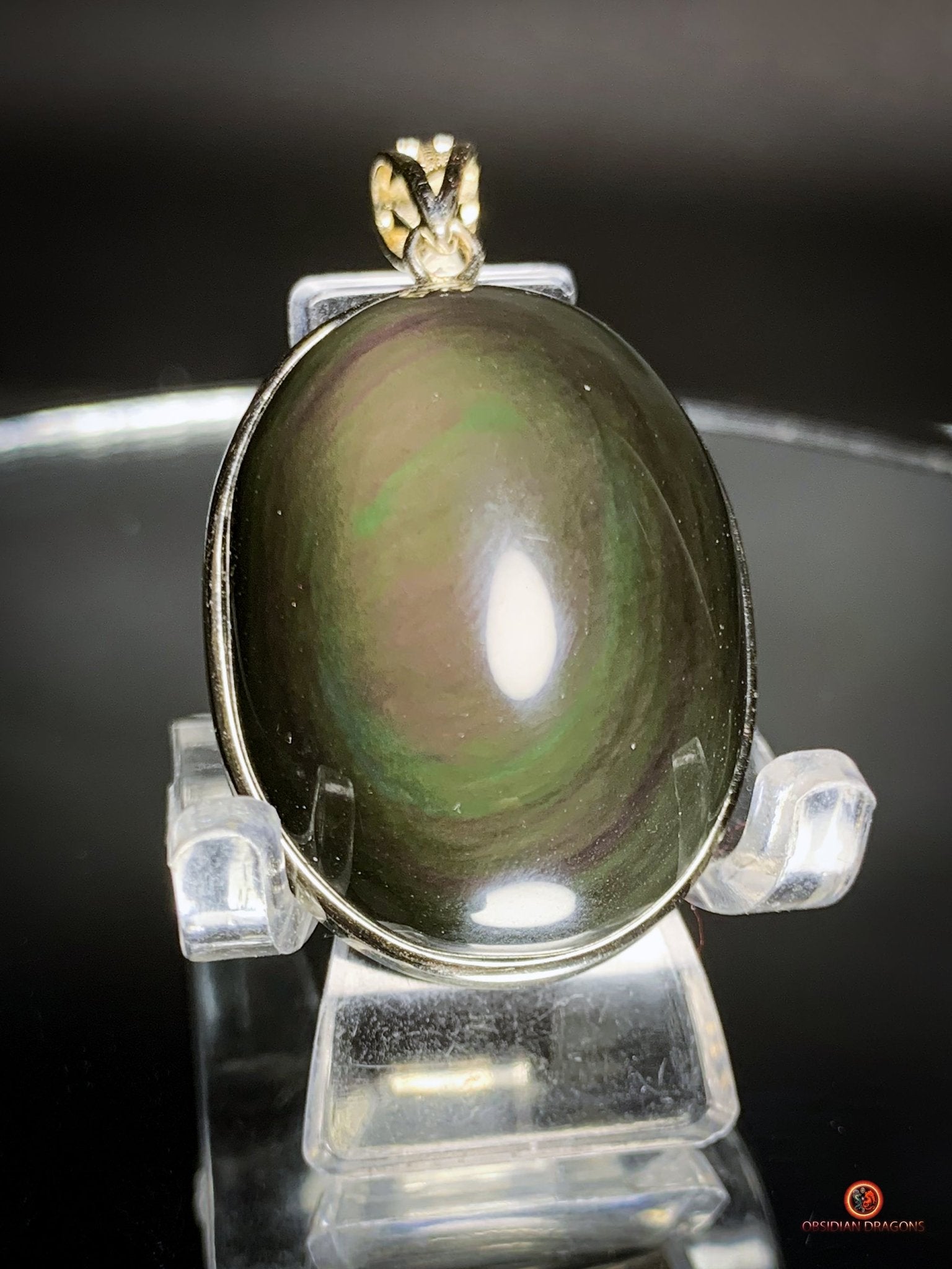 Pendentif en Obsidienne Œil Céleste - Argent 925 - Pierre Naturelle | obsidian dragons
