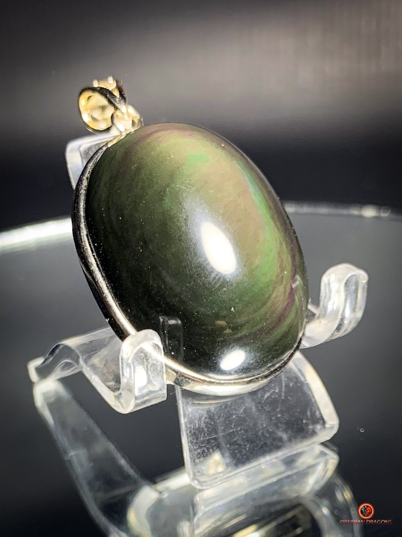 Pendentif en Obsidienne Œil Céleste - Argent 925 - Pierre Naturelle | obsidian dragons