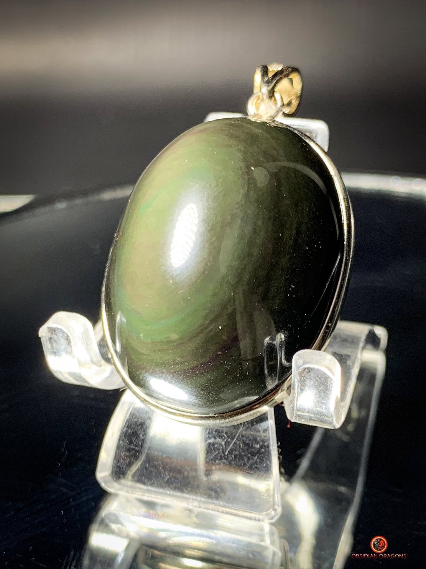 Pendentif en Obsidienne Œil Céleste - Argent 925 - Pierre Naturelle | obsidian dragons