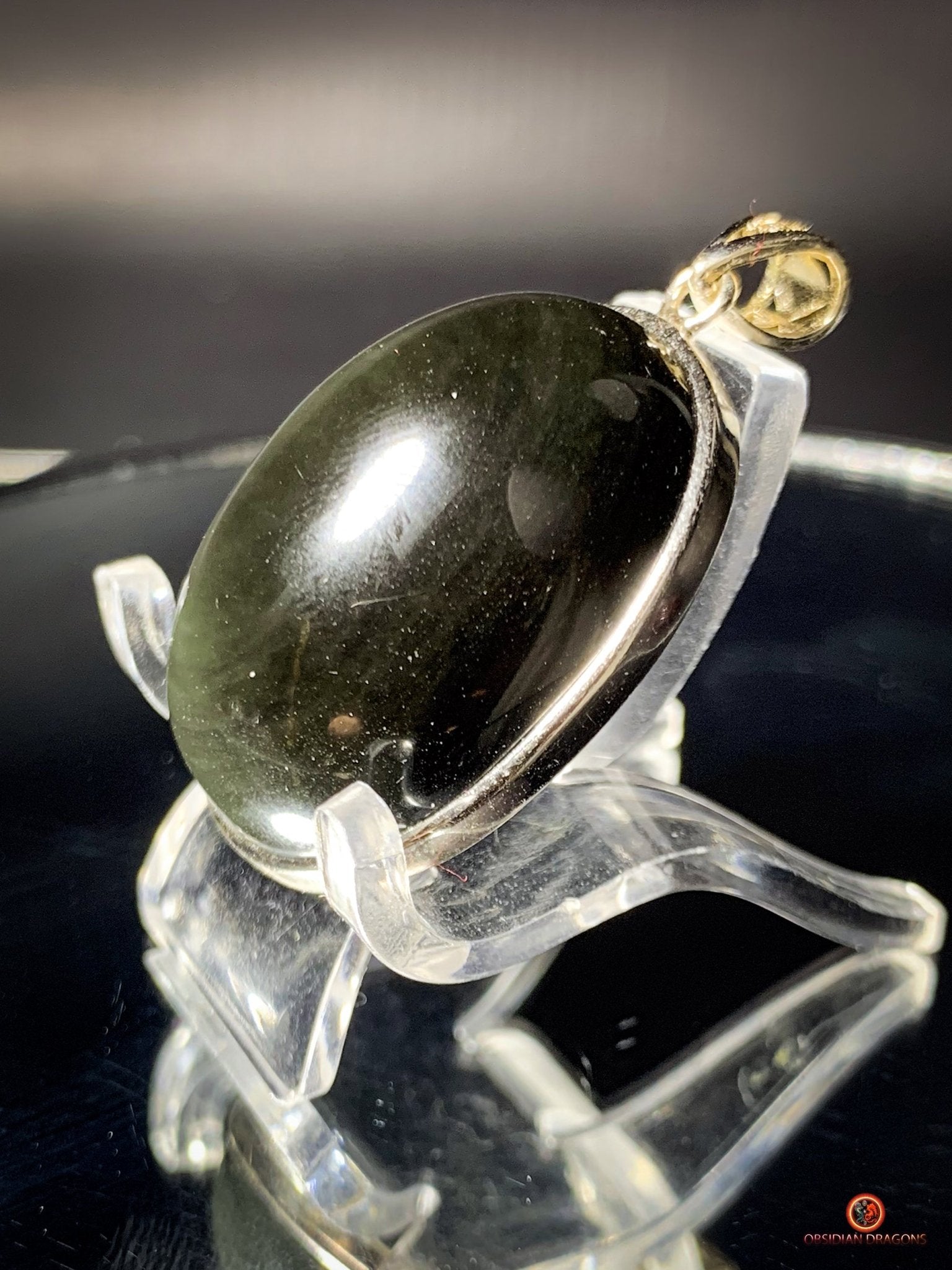 Pendentif en Obsidienne Œil Céleste - Argent 925 - Pierre Naturelle | obsidian dragons