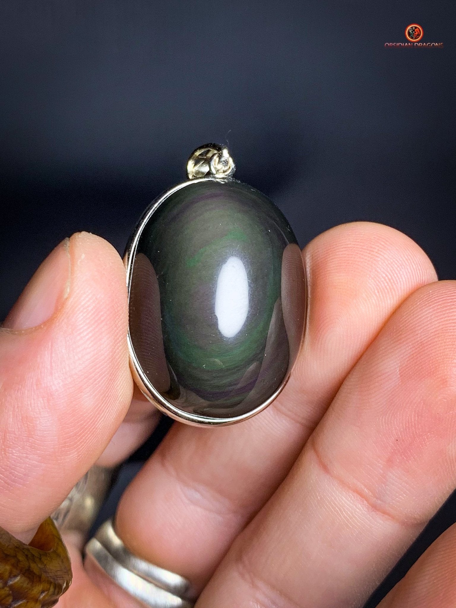 Pendentif en Obsidienne Œil Céleste - Argent 925 - Pierre Naturelle | obsidian dragons