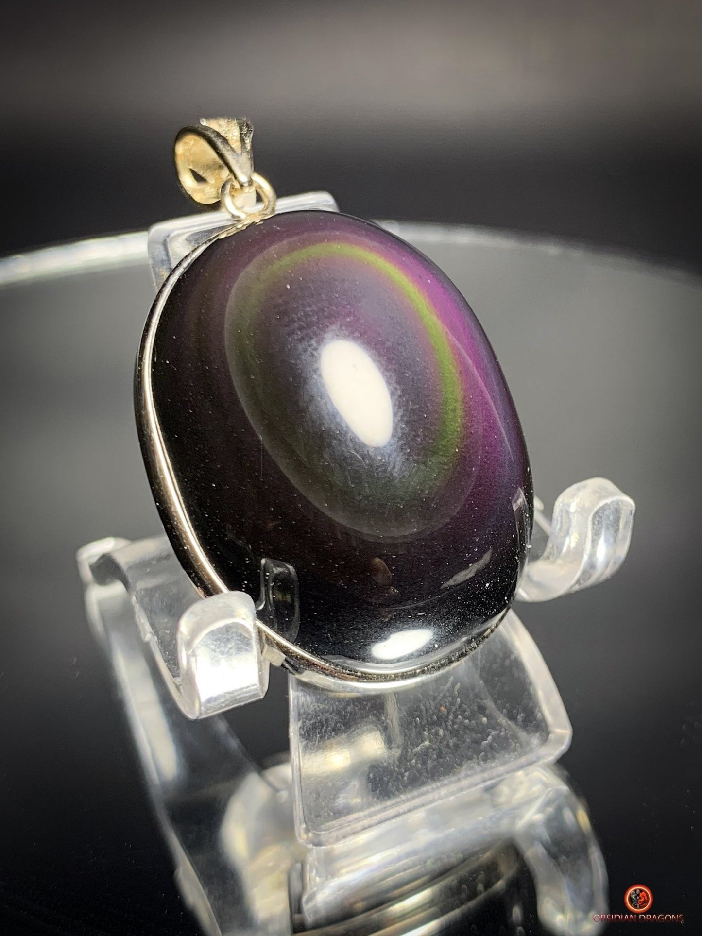 Pendentif en Obsidienne Œil Céleste Naturelle - Argent 925 - Unique | obsidian dragons