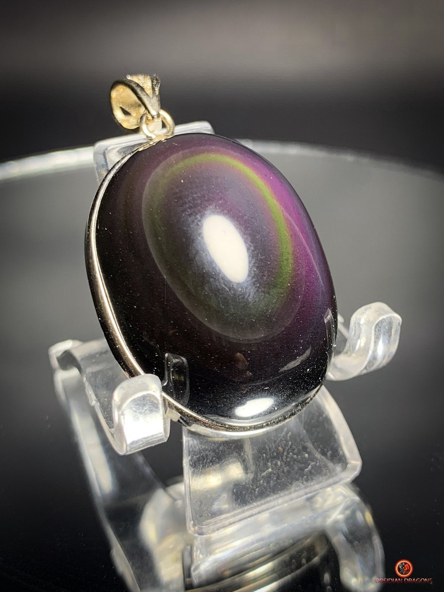 Pendentif en Obsidienne Œil Céleste Naturelle - Argent 925 - Unique | obsidian dragons
