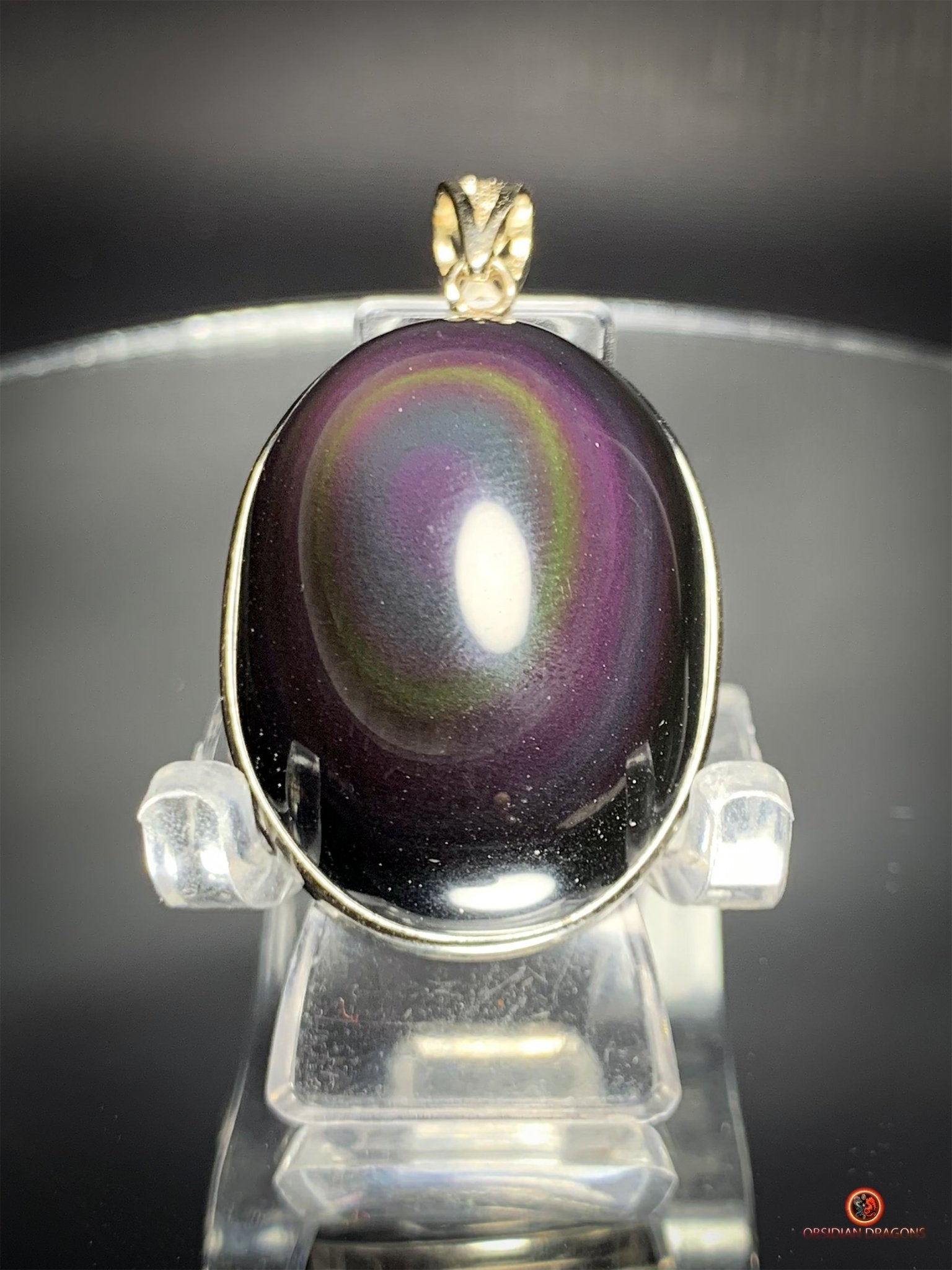 Pendentif en Obsidienne Œil Céleste Naturelle - Argent 925 - Unique | obsidian dragons