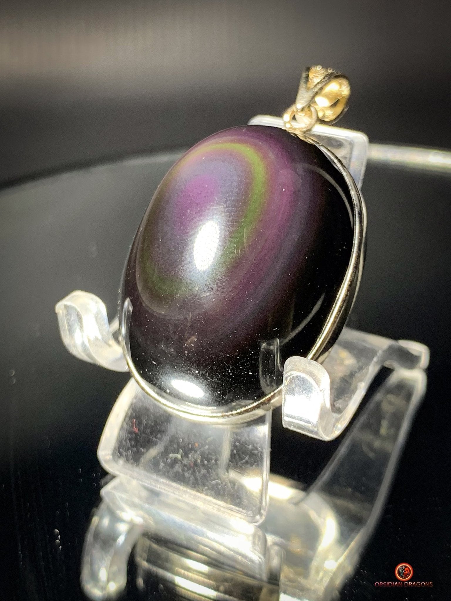 Pendentif en Obsidienne Œil Céleste Naturelle - Argent 925 - Unique | obsidian dragons