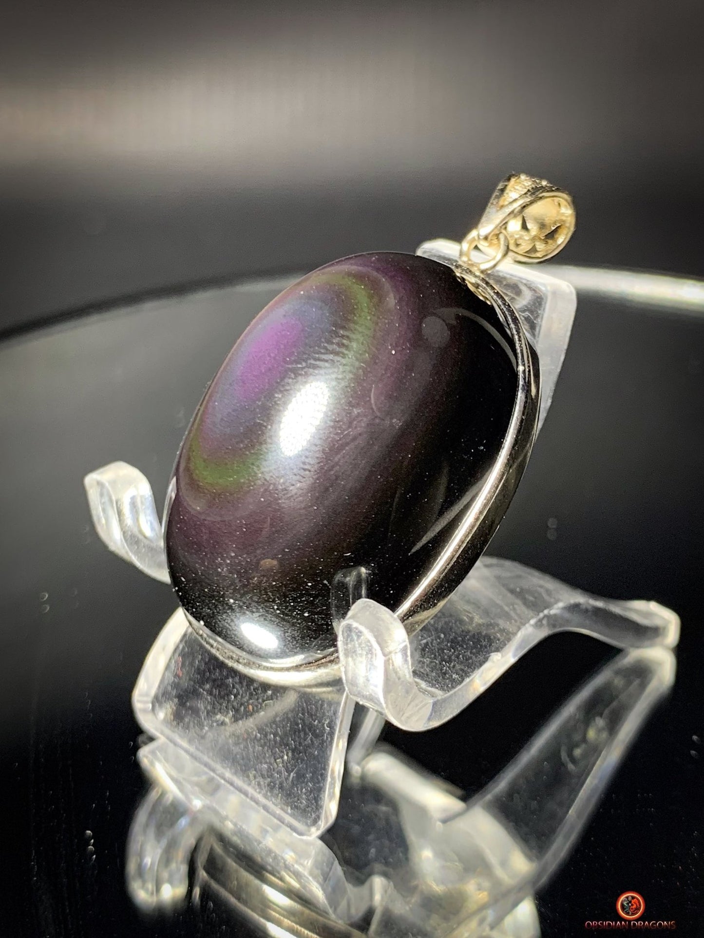 Pendentif en Obsidienne Œil Céleste Naturelle - Argent 925 - Unique | obsidian dragons