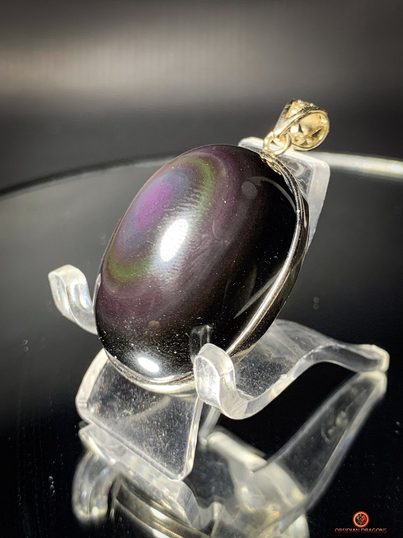 Pendentif en Obsidienne Œil Céleste Naturelle - Argent 925 - Unique | obsidian dragons