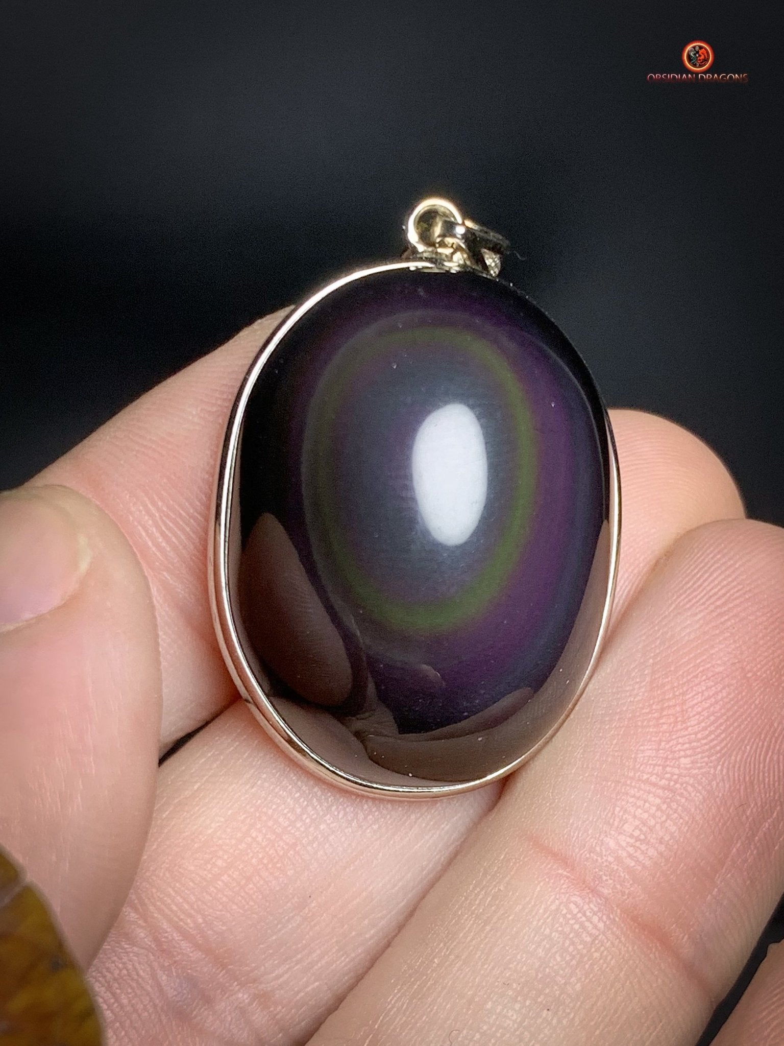 Pendentif en Obsidienne Œil Céleste Naturelle - Argent 925 - Unique | obsidian dragons