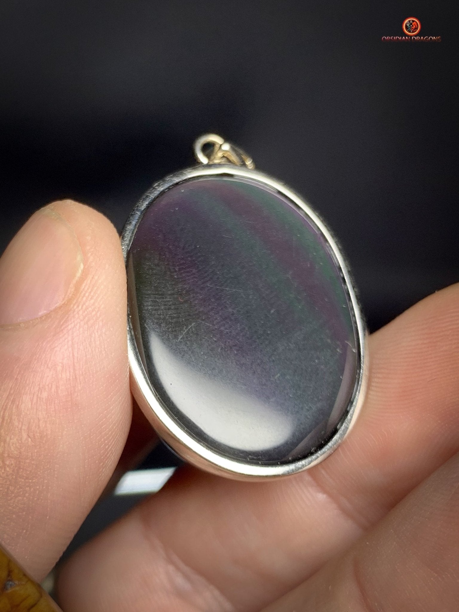 Pendentif en Obsidienne Œil Céleste Naturelle - Argent 925 - Unique | obsidian dragons
