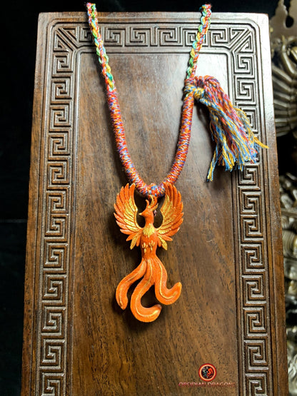 Pendentif phénix- Netsuke en Bois de cerf | obsidian dragons