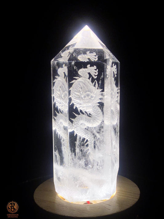 Pointe de Cristal de Roche Dragon - Glyptique 3D | obsidian dragons