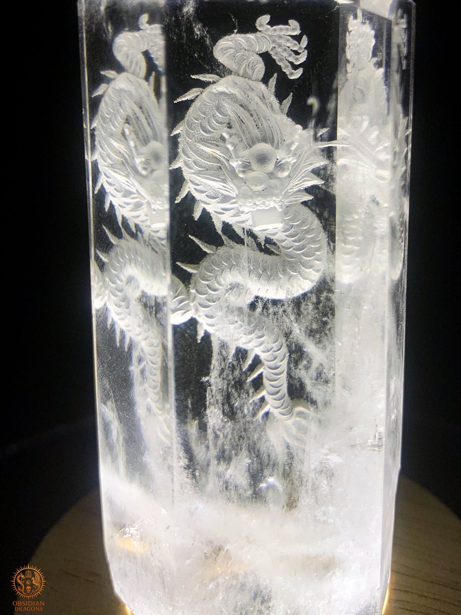 Pointe de Cristal de Roche Dragon - Glyptique 3D | obsidian dragons
