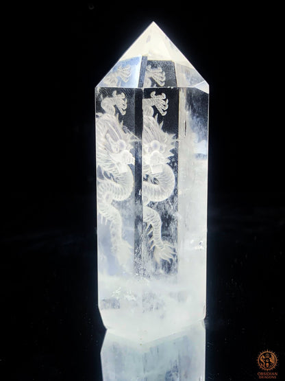 Pointe de Cristal de Roche Dragon - Glyptique 3D | obsidian dragons
