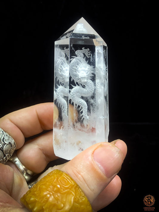 Pointe de Cristal de Roche Dragon - Glyptique 3D | obsidian dragons