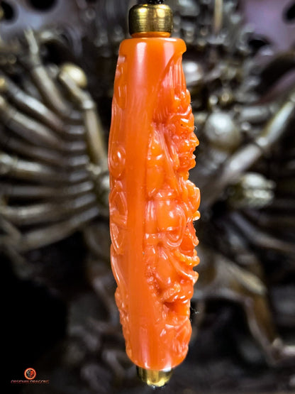 Rare Perle tibétaine de Mahakala en Agate Nan Hong - Talisman | obsidian dragons
