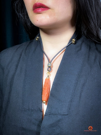 Rare Perle tibétaine de Mahakala en Agate Nan Hong - Talisman | obsidian dragons