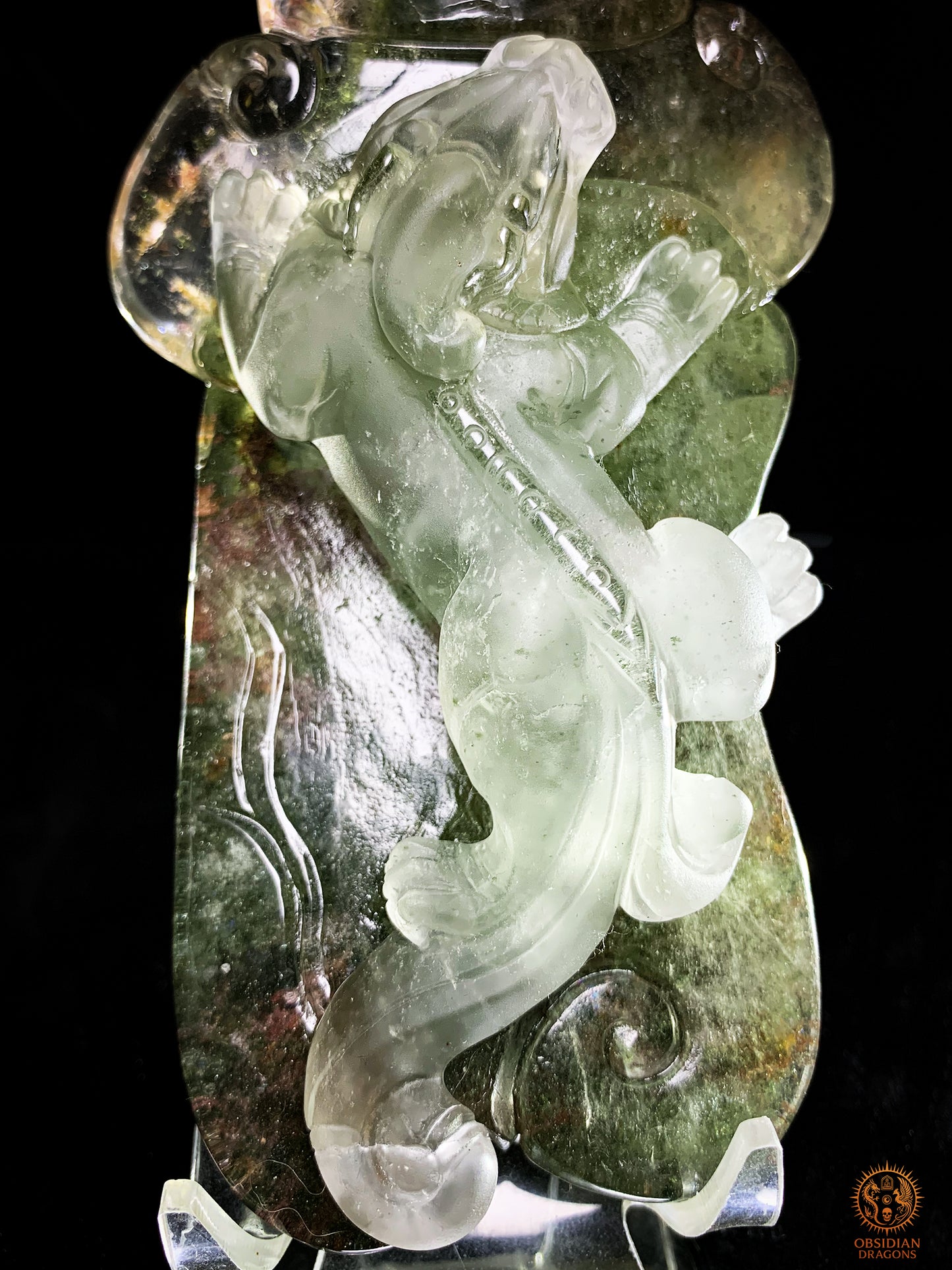 Sculpture Pixiu en Quartz Jardin – Œuvre Feng Shui rare | obsidian dragons