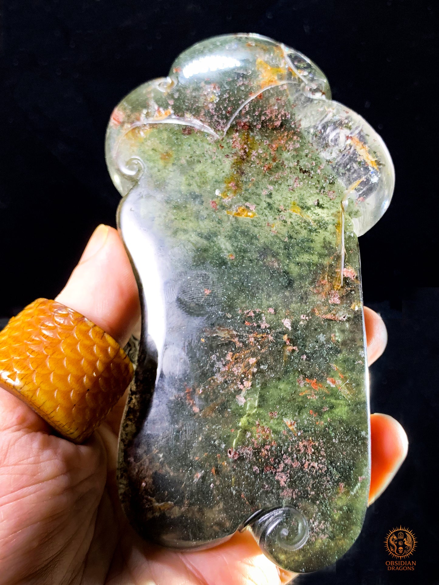 Sculpture Pixiu en Quartz Jardin – Œuvre Feng Shui rare | obsidian dragons