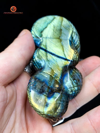 Serpent en Labradorite - Sculpture Rare et Art Exceptionnel | obsidian dragons