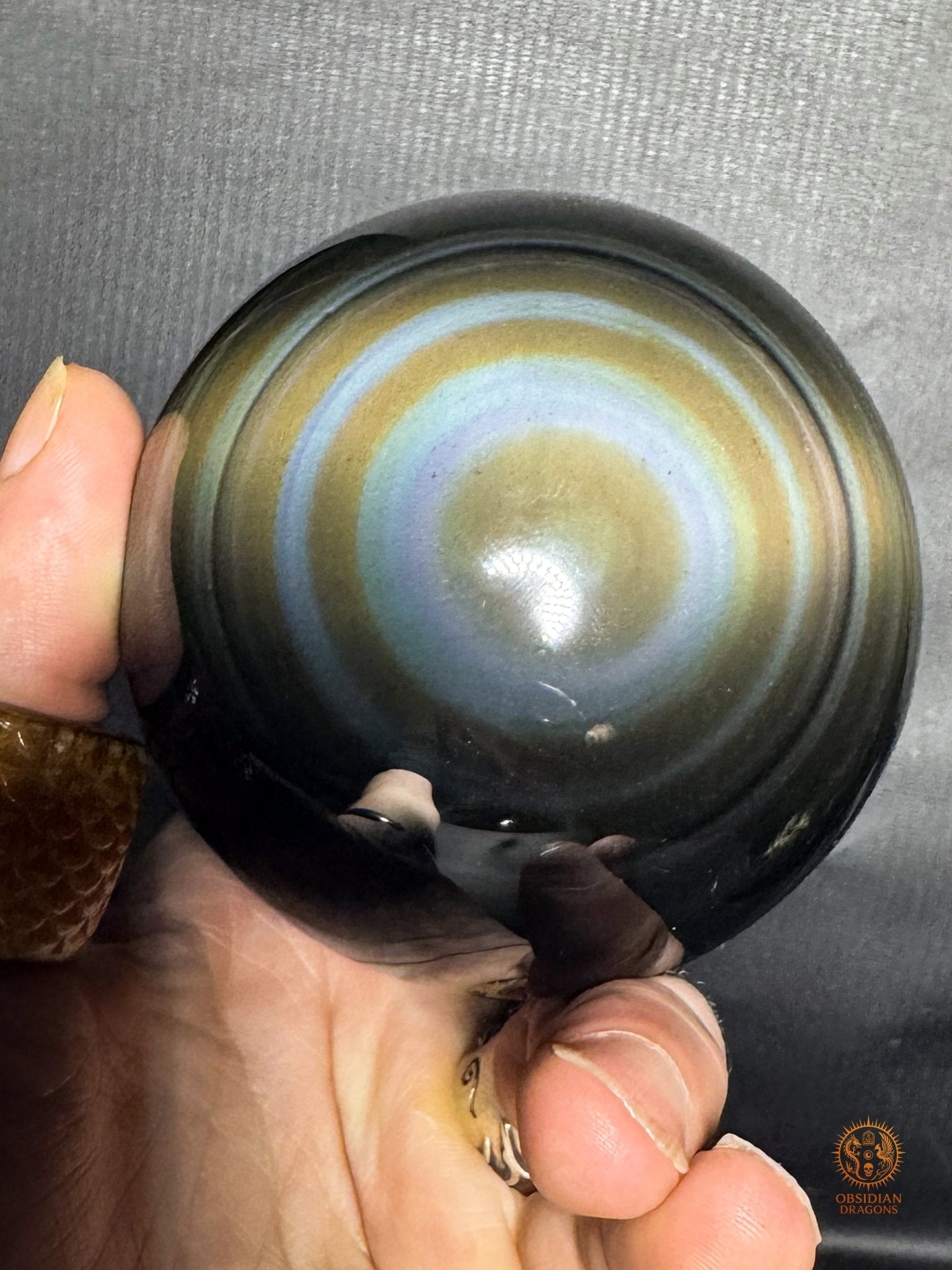 Sphère en obsidienne œil céleste rare bleu & jaune - obsidian dragons