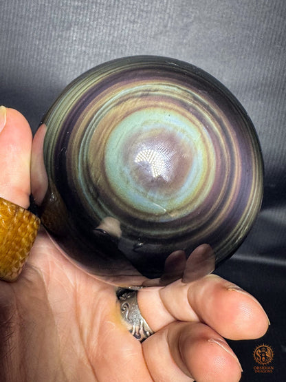 Sphère en obsidienne œil céleste rare bleu & jaune - obsidian dragons