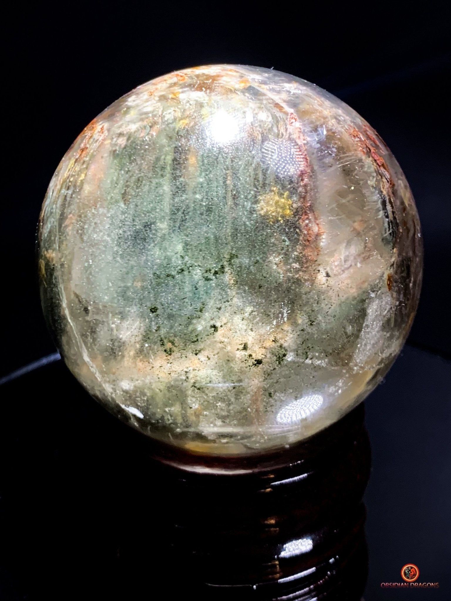 Sphère de Quartz Chlorite Naturelle - Boule de Cristal Unique | obsidian dragons