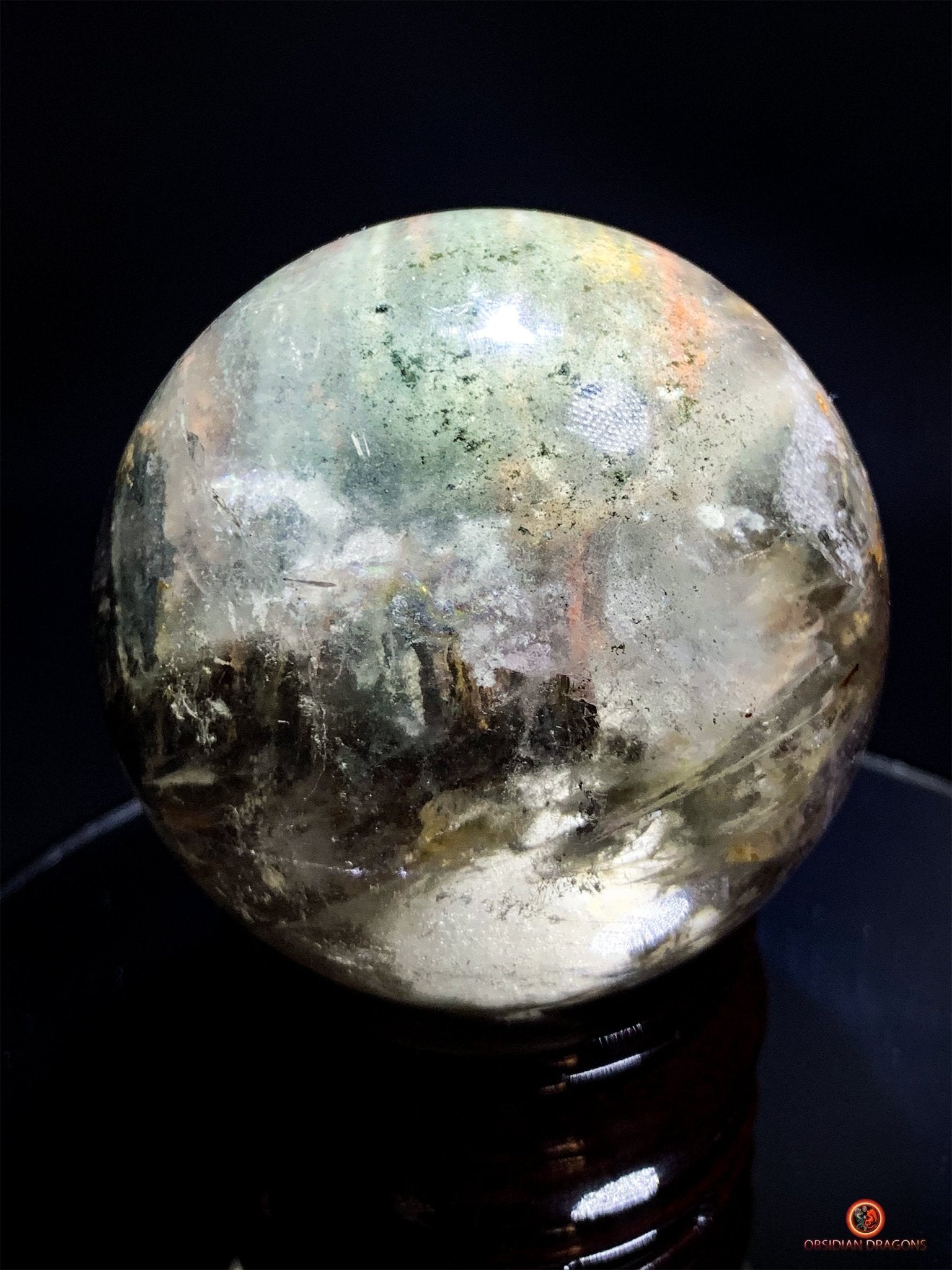 Sphère de Quartz Chlorite Naturelle - Boule de Cristal Unique | obsidian dragons