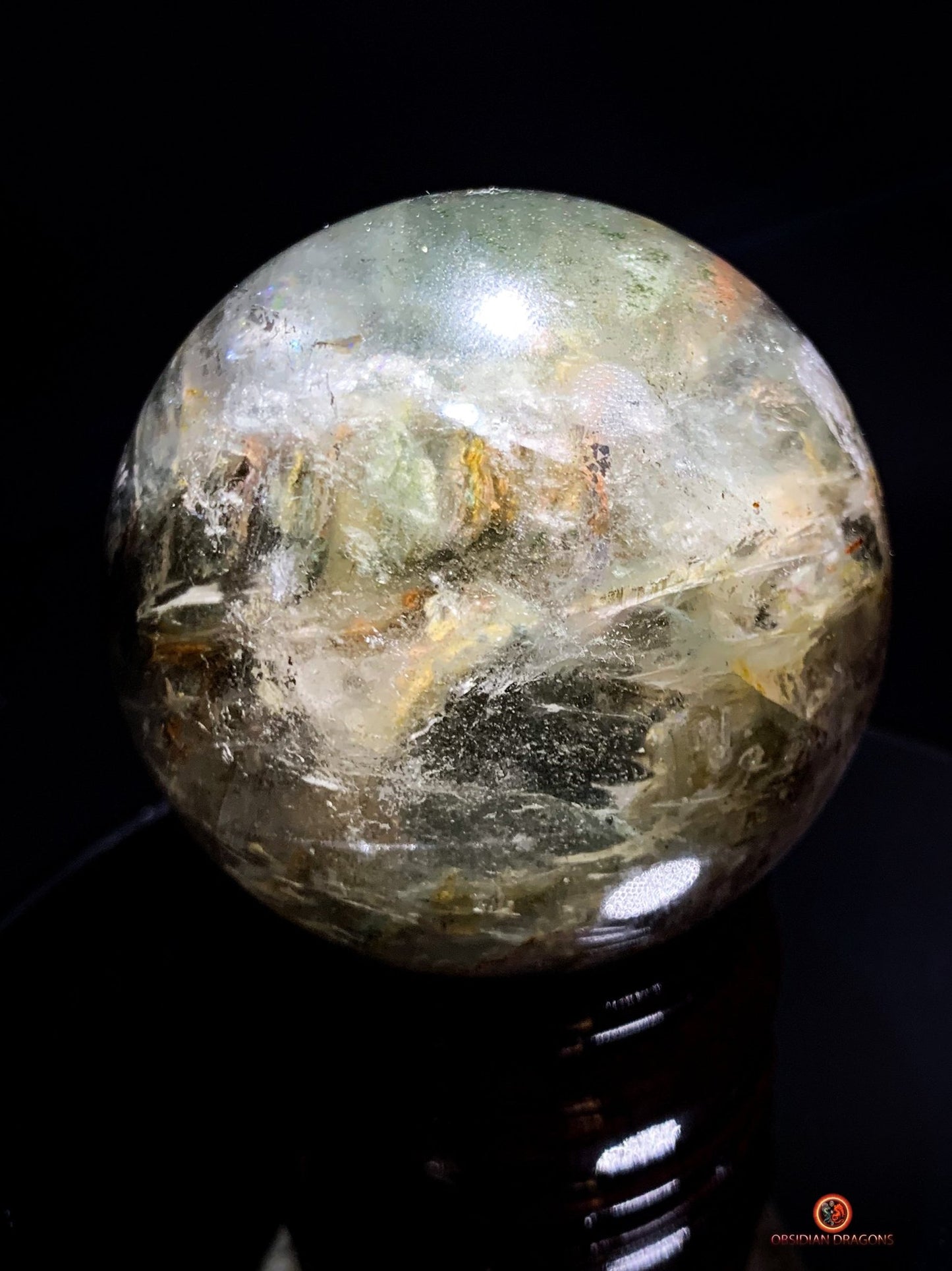 Sphère de Quartz Chlorite Naturelle - Boule de Cristal Unique | obsidian dragons