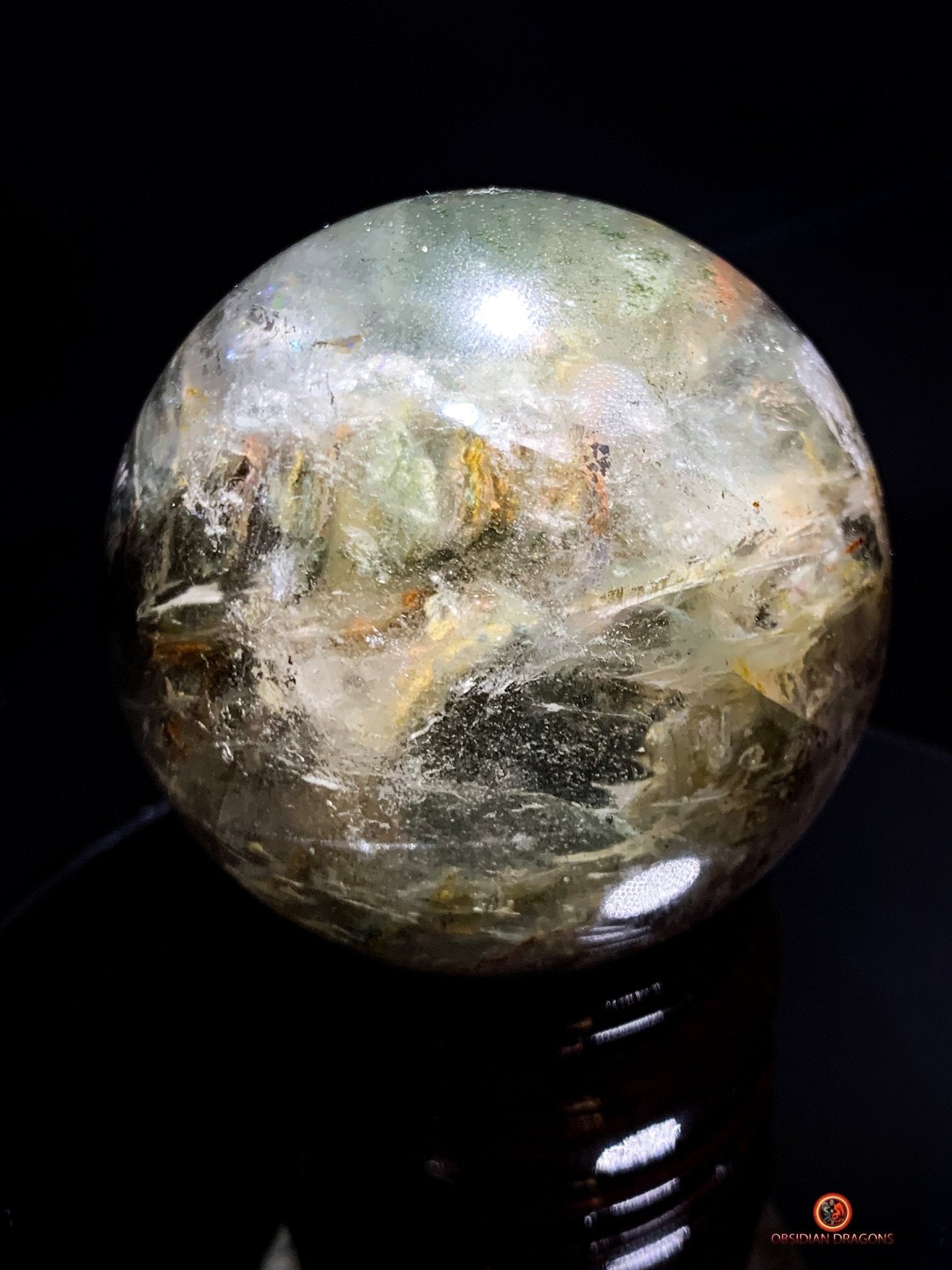 Sphère de Quartz Chlorite Naturelle - Boule de Cristal Unique | obsidian dragons