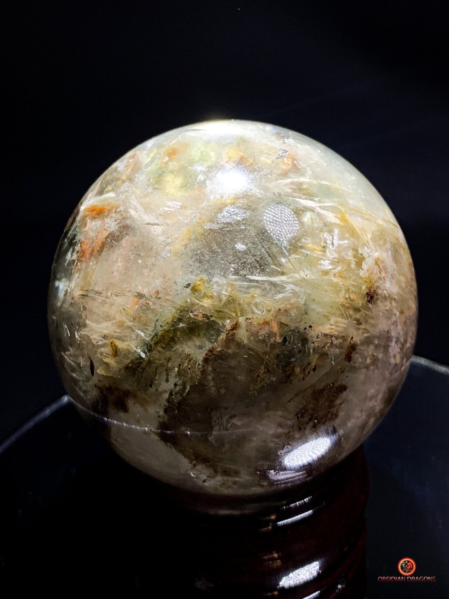 Sphère de Quartz Chlorite Naturelle - Boule de Cristal Unique | obsidian dragons