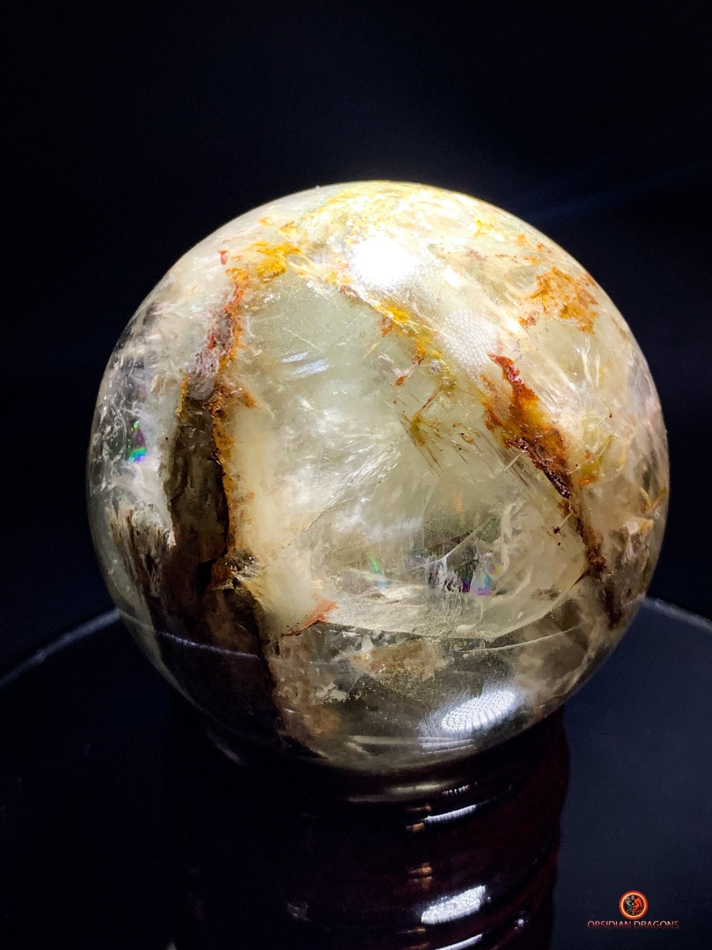 Sphère de Quartz Chlorite Naturelle - Boule de Cristal Unique | obsidian dragons